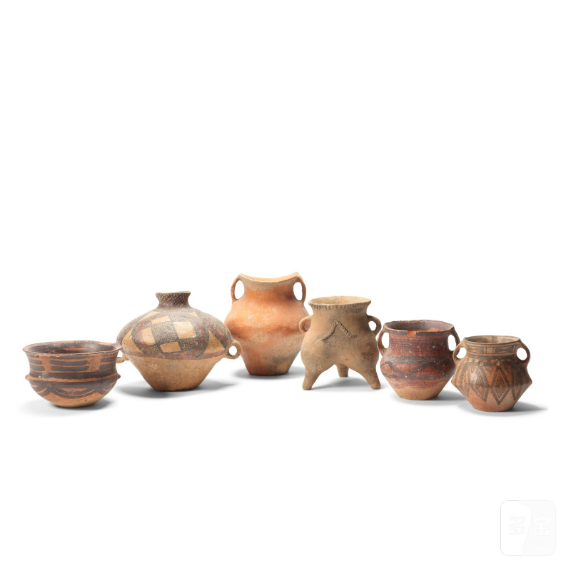 新石器時代 陶罐一組六件 | A GROUP OF SIX POTTERY JARS